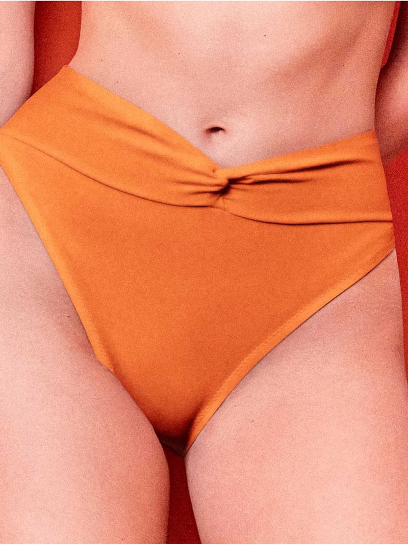 Slip bikini alto con nodo Arancione - Kiabi