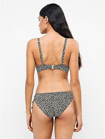 Slip bikini alto e regolabile in tessuto stampato animalier