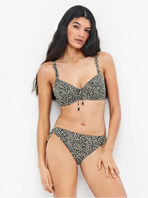 Slip bikini alto e regolabile in tessuto stampato animalier - Kiabi