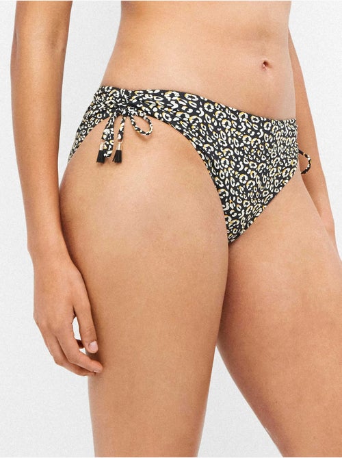 Slip bikini alto e regolabile in tessuto stampato animalier - Kiabi