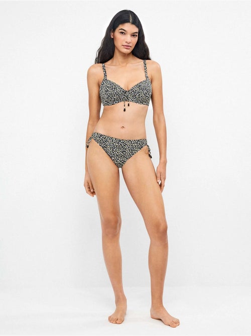 Slip bikini alto e regolabile in tessuto stampato animalier - Kiabi
