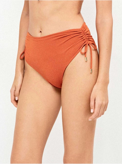 Slip bikini alto tessuto piqué lurex dorato - Kiabi