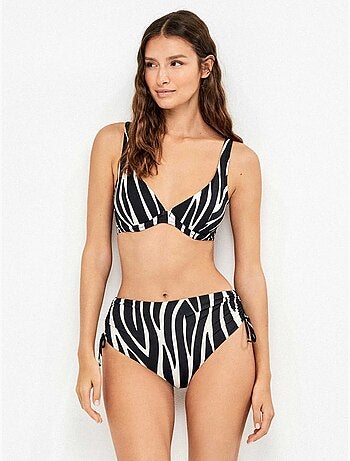 Slip bikini alto tessuto stampato animalier zebra