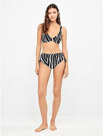 Slip bikini alto tessuto stampato animalier zebra