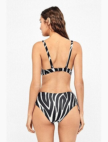 Slip bikini alto tessuto stampato animalier zebra