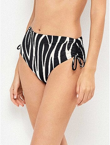 Slip bikini alto tessuto stampato animalier zebra