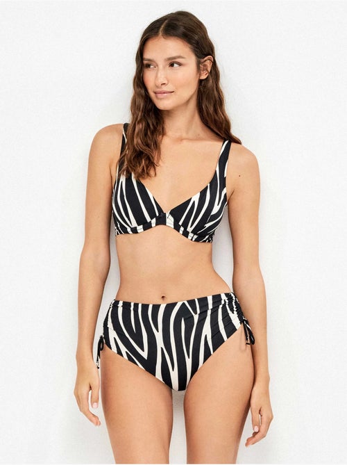 Slip bikini alto tessuto stampato animalier zebra - Kiabi Slip bikini alto tessuto stampato animalier zebra - Kiabi