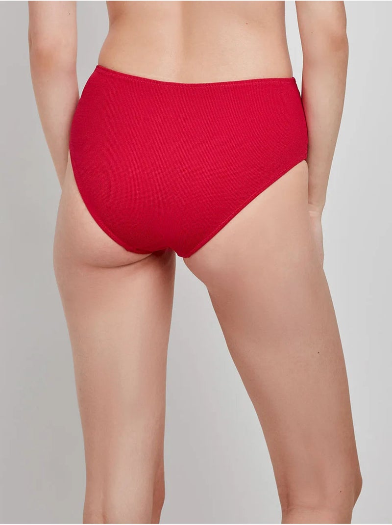Slip bikini alto tessuto struttura Melograno - Kiabi