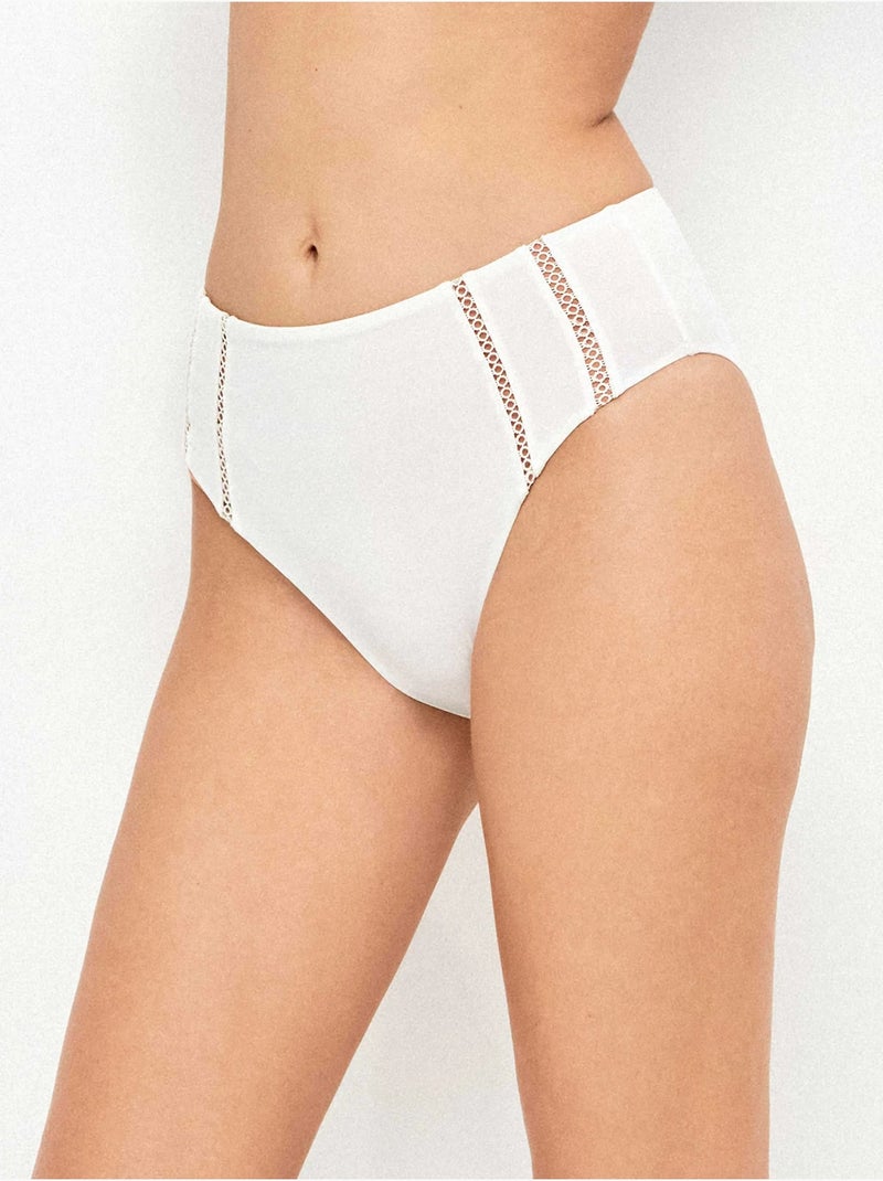 Slip bikini alto traforato Avorio - Kiabi