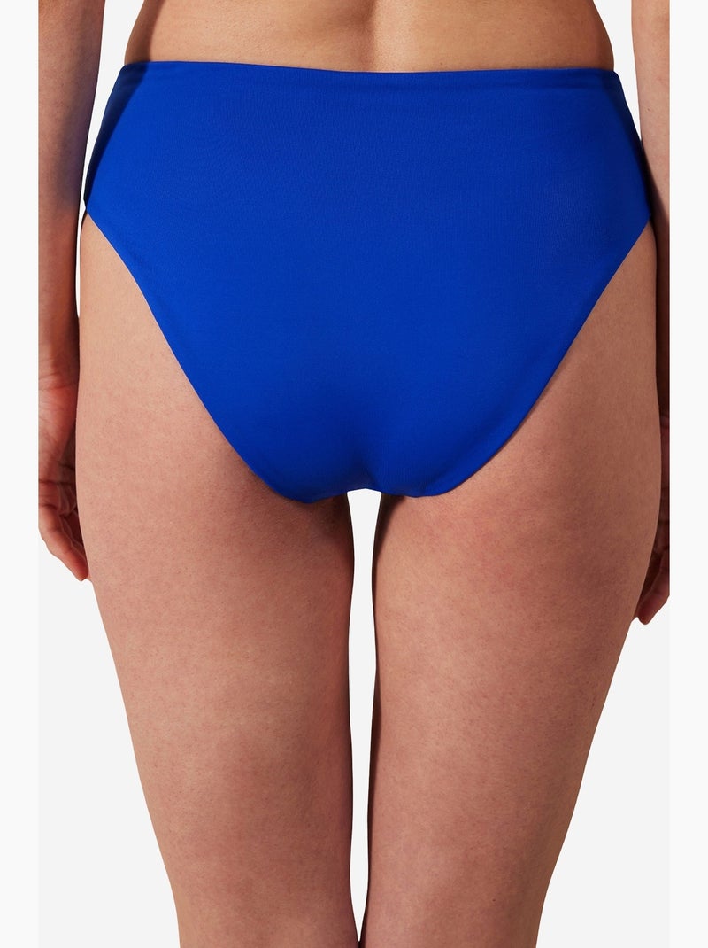 Slip bikini basic a vita alta con arricciatura collezione cornetto penti Blu cobalto - Kiabi