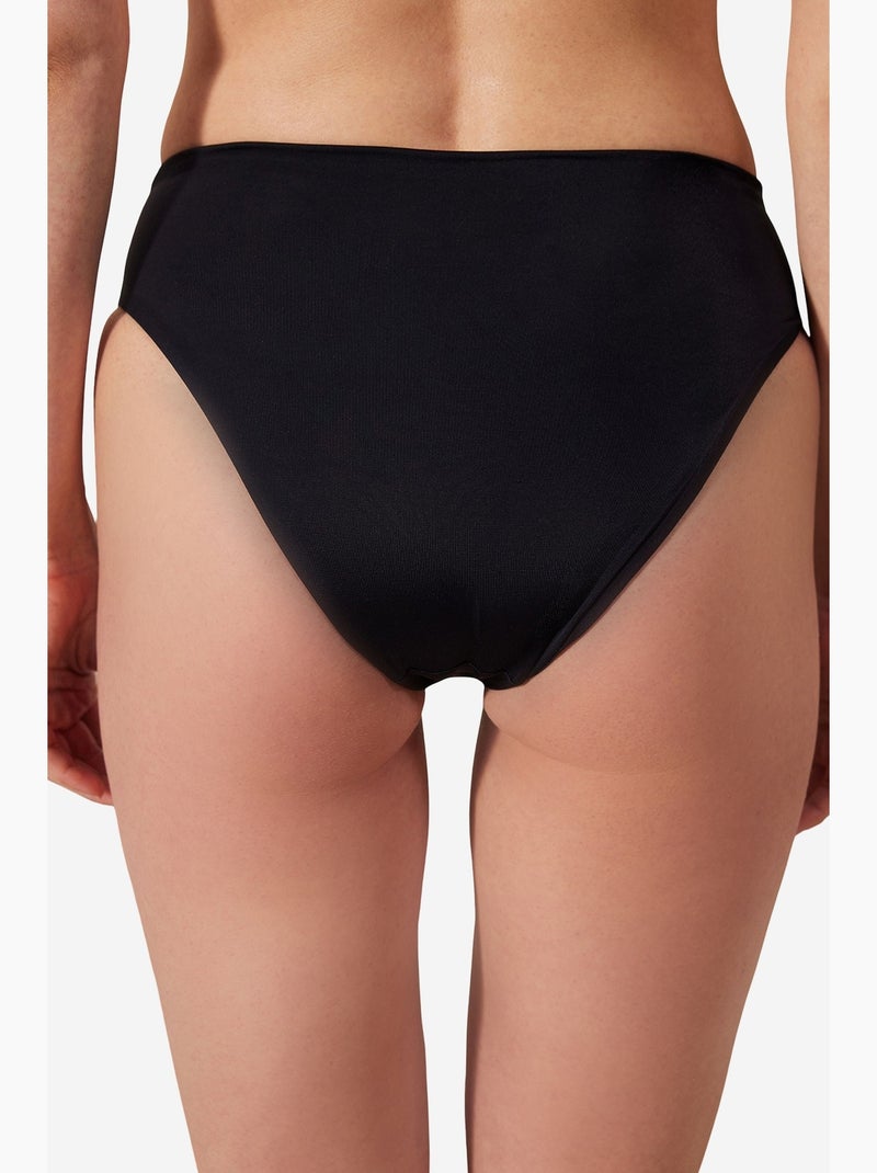 Slip bikini basic a vita alta con arricciature penti Nero - Kiabi