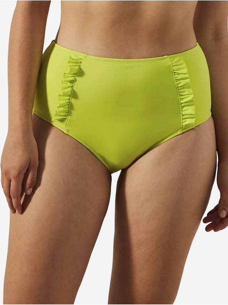 Slip bikini basic a vita alta con volant penti Verde tiglio - Kiabi