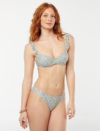 Slip bikini basico floreale