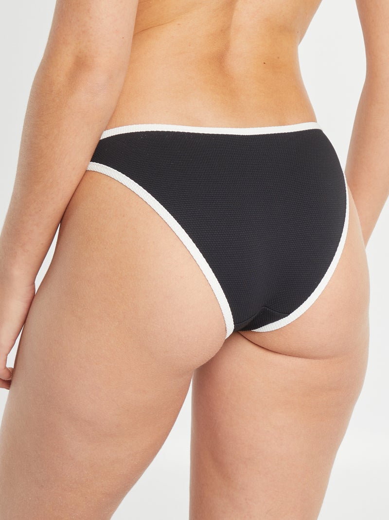 Slip bikini bicolore a nido d'ape nero - Kiabi