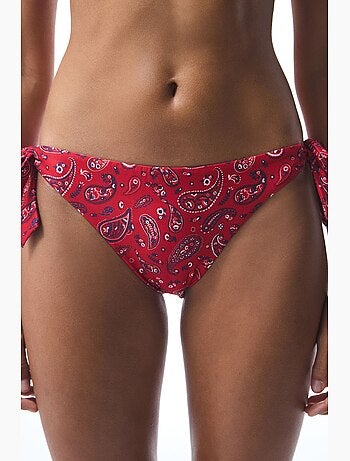 Slip bikini brasiliano bandana con motivo etnico e fibbia penti