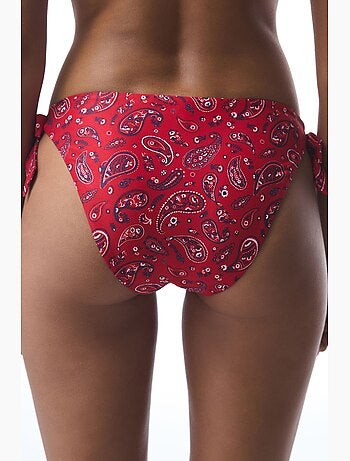 Slip bikini brasiliano bandana con motivo etnico e fibbia penti