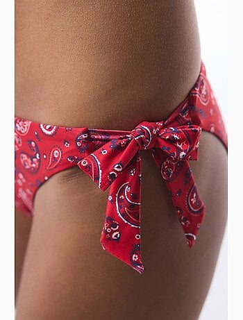 Slip bikini brasiliano bandana con motivo etnico e fibbia penti