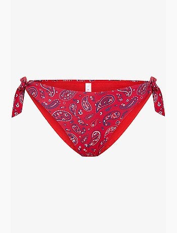 Slip bikini brasiliano bandana con motivo etnico e fibbia penti