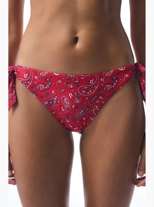 Slip bikini brasiliano bandana con motivo etnico e fibbia penti - Kiabi