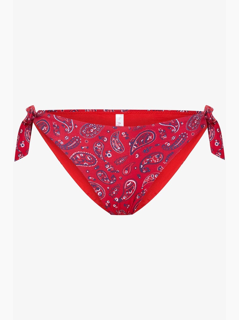 Slip bikini brasiliano bandana con motivo etnico e fibbia penti Rosso - Kiabi