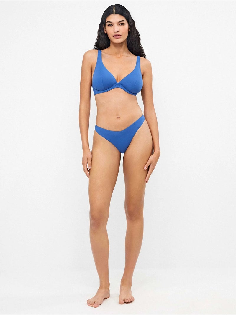 Slip bikini brasiliano taglio a v Blu - Kiabi