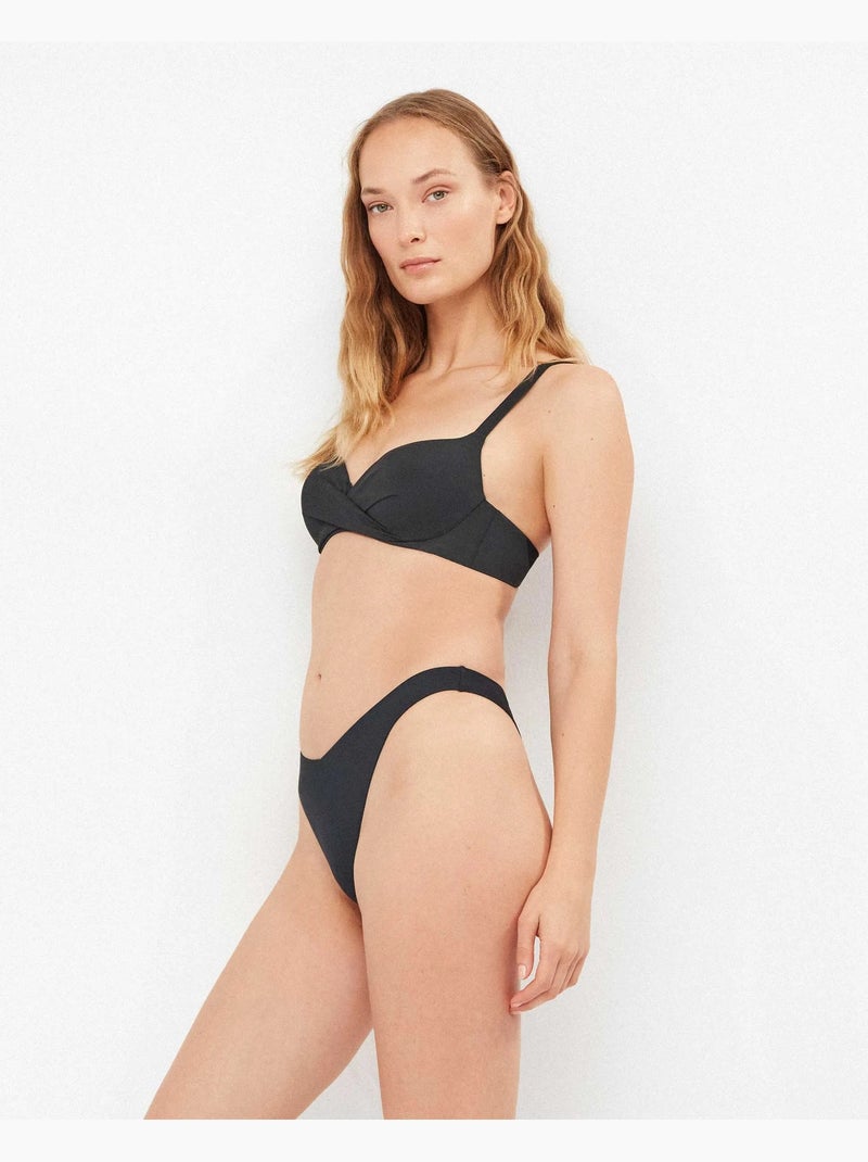 Slip bikini brasiliano taglio a v Nero - Kiabi