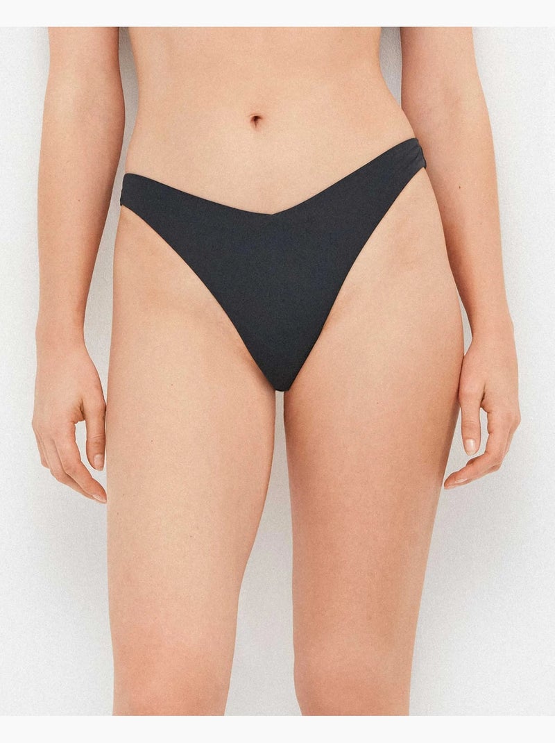 Slip bikini brasiliano taglio a v Nero - Kiabi