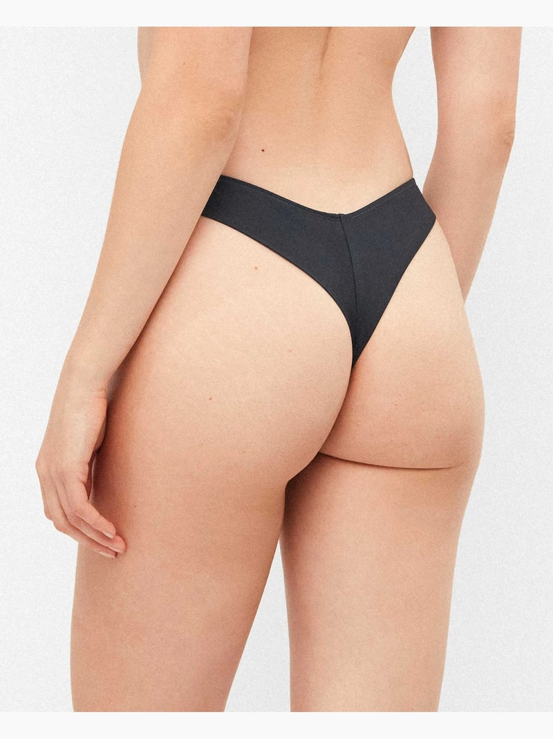 Slip bikini brasiliano taglio a v Nero - Kiabi