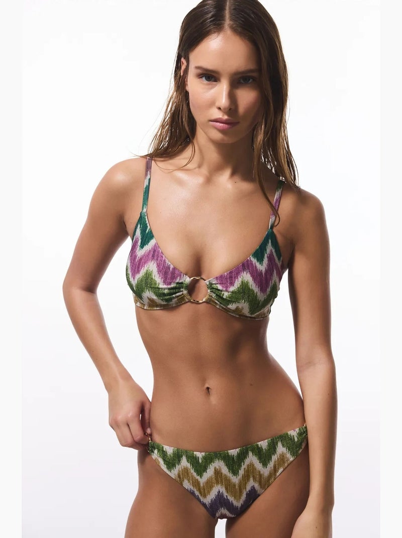 Slip bikini celine con fibbia laterale zigzag penti Verde - Kiabi