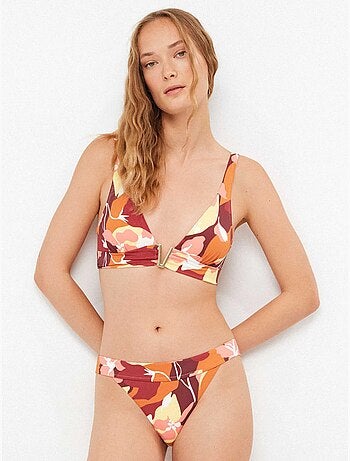 Slip bikini classico con stampa retro geometrica