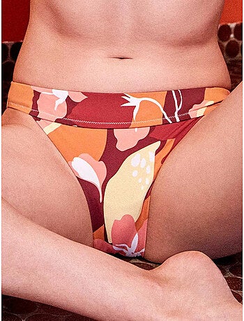 Slip bikini classico con stampa retro geometrica
