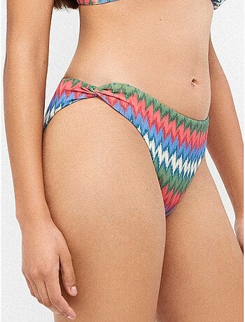 Slip bikini classico con stampa zig zag