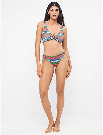 Slip bikini classico con stampa zig zag