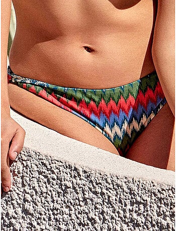 Slip bikini classico con stampa zig zag