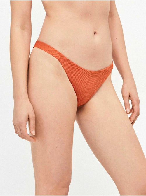 Slip bikini classico in tessuto strutturato con lurex e con dettagli arricciati ai lati. - Kiabi