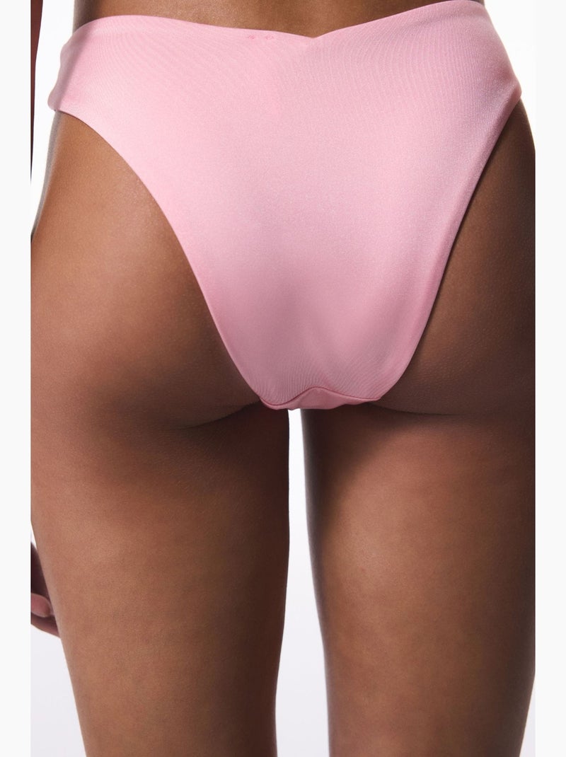 Slip bikini con dettaglio di perline e taglio a v penti Rosa confetto - Kiabi