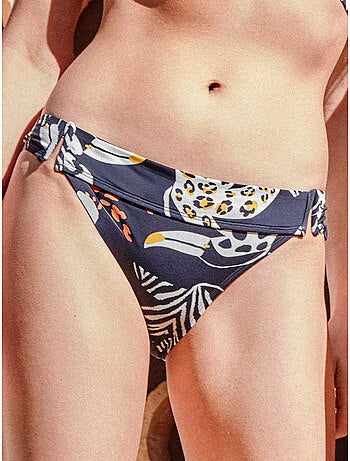 Slip bikini con dettaglio in vita stampa tropicale