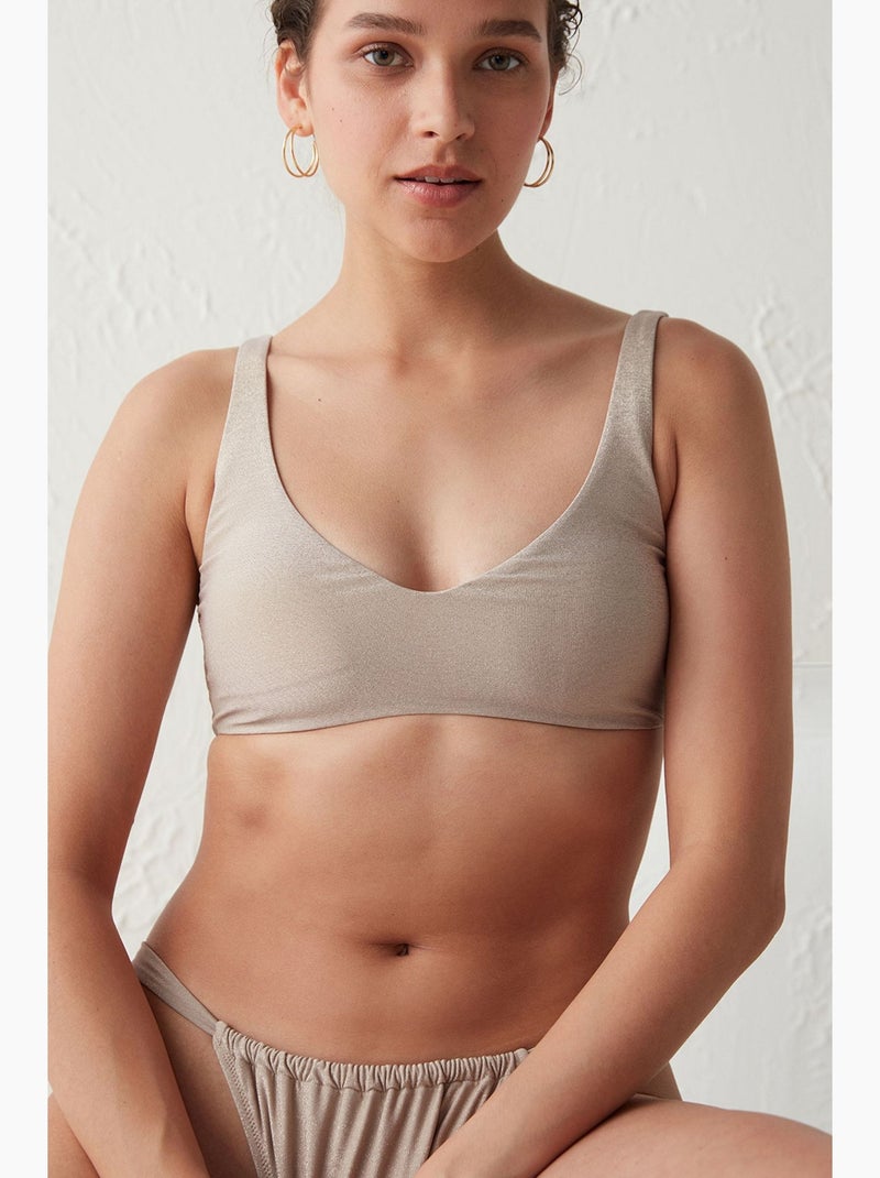 Slip bikini con lato scintillante penti Beige argilla - Kiabi