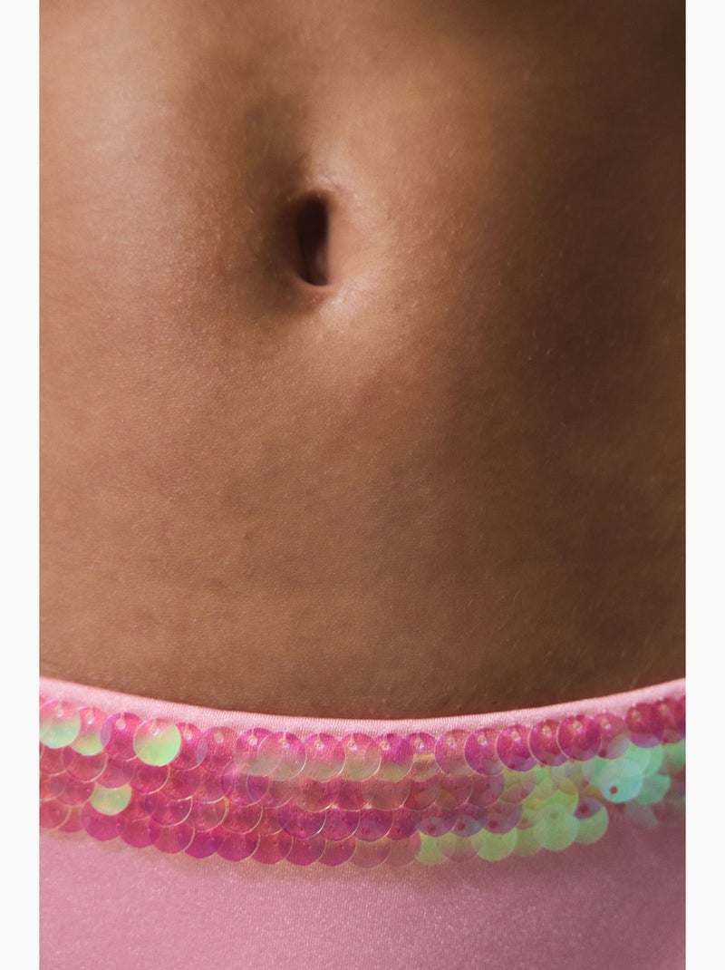 Slip bikini con paillettes penti Rosa - Kiabi