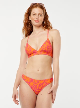 Slip bikini con stampa feuillage