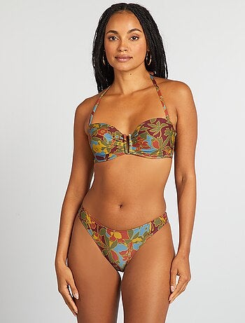 Slip bikini con stampa floreale