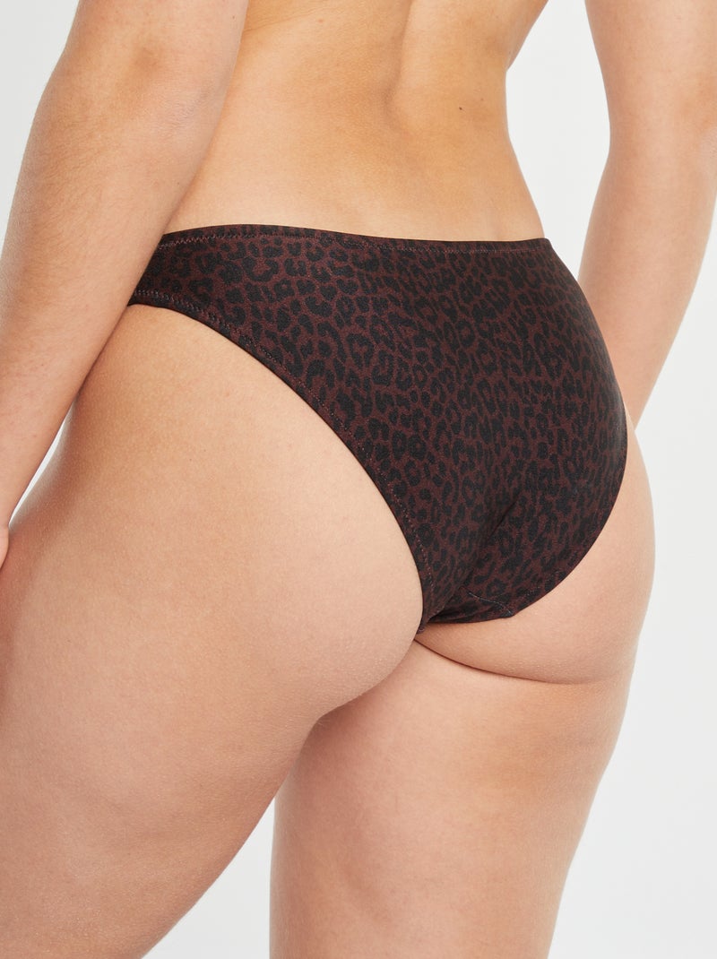 Slip bikini con stampa leopardata MARRONE - Kiabi