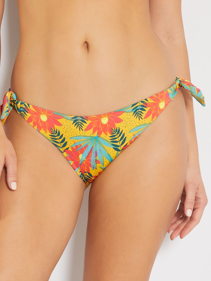 Slip bikini da annodare stampato ARANCIONE - Kiabi