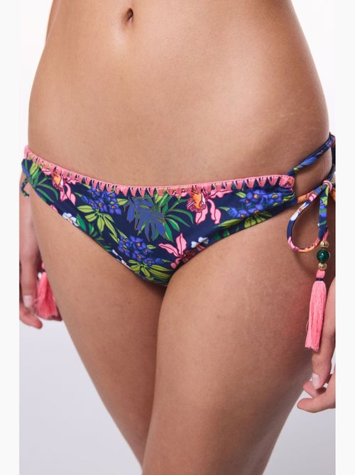 Slip bikini floreale ciele con dettaglio ad anello penti - Kiabi Slip bikini floreale ciele con dettaglio ad anello penti - Kiabi