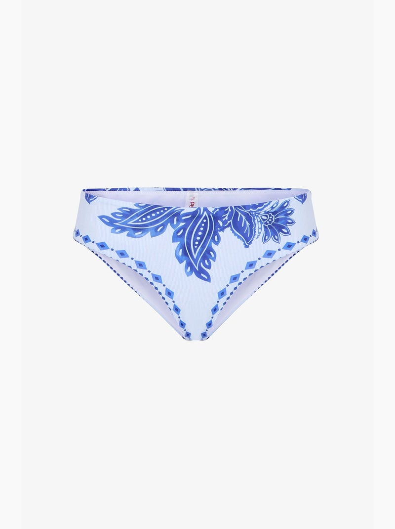 Slip bikini giana a vita media con fiori penti Bianco Blu - Kiabi
