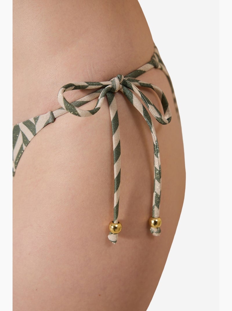Slip bikini in bambù con glitter penti Bianco Verde - Kiabi