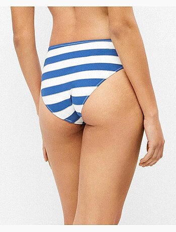 Slip bikini in tessuto a righe intessute