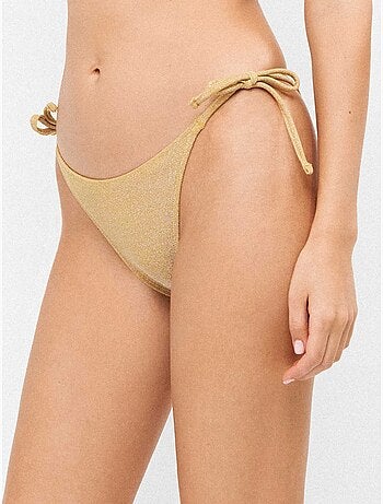 Slip bikini in tessuto brillante