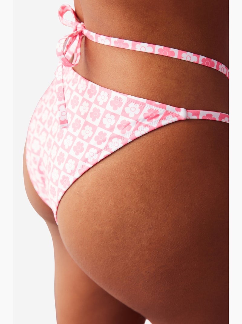 Slip bikini lika cross con stampa floreale e dettaglio accessorio penti Rosa/Bianco - Kiabi