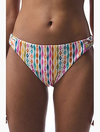 Slip bikini mae a righe in macramè penti